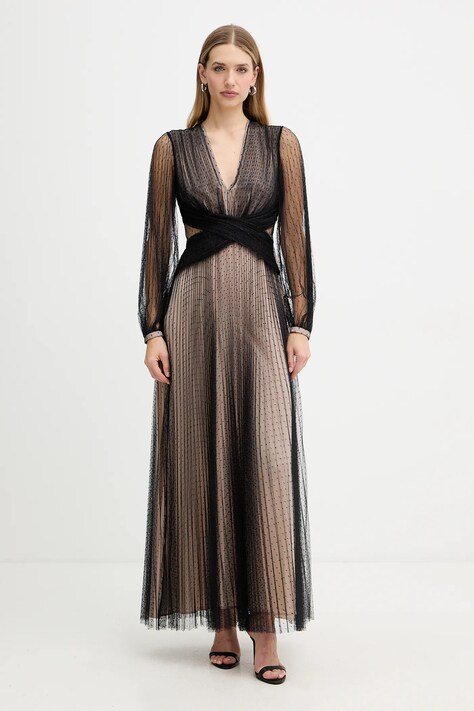 Twinset sukienka kolor czarny maxi rozkloszowana 252TT2021