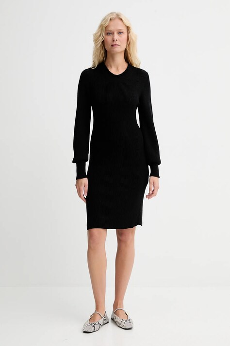 Twinset sukienka z dodatkiem wełny kolor czarny mini dopasowana 252TT3343