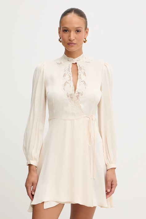 Twinset sukienka kolor beżowy mini rozkloszowana 252TT2245