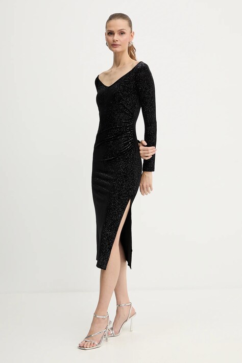 Armani Exchange sukienka kolor czarny maxi dopasowana XW000795 AF16143