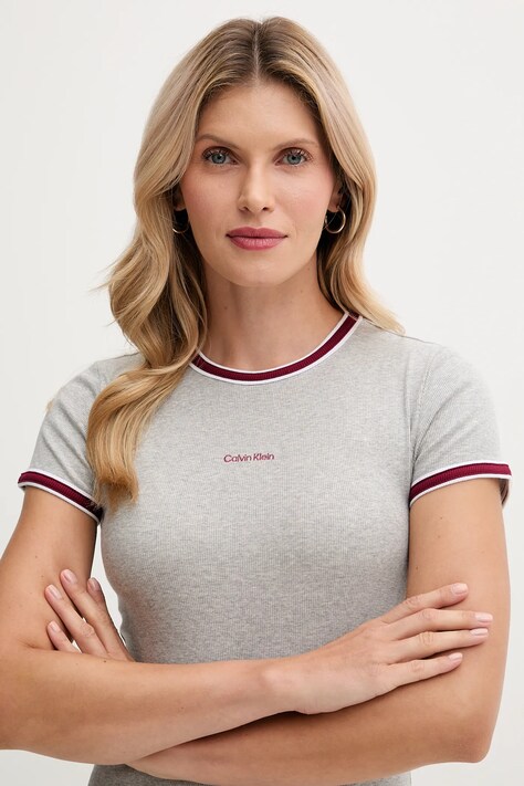 Šaty Calvin Klein Jeans šedá farba, mini, rovný strih, LV047D202G