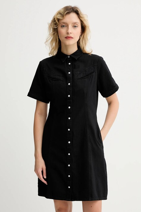 Levi's sukienka jeansowa kolor czarny mini prosta 001HR
