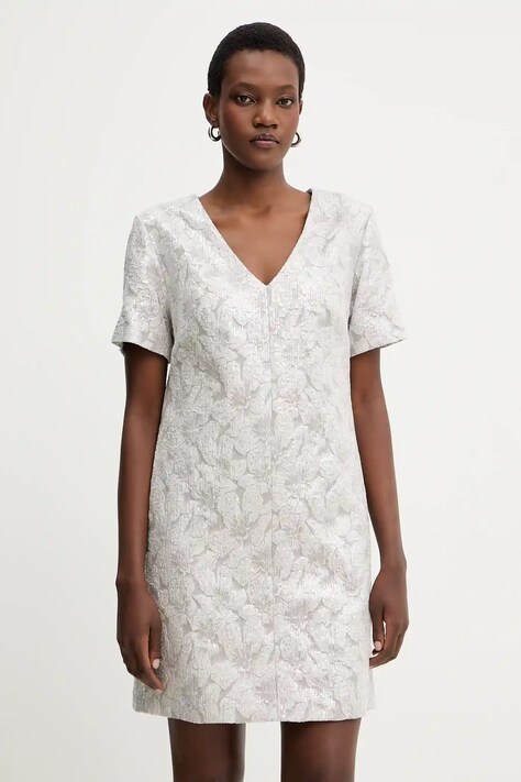 Luisa Spagnoli rochie culoarea argintiu, mini, drept, 542313