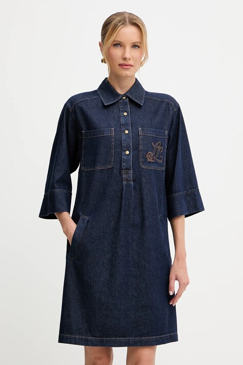 Luisa Spagnoli rochie culoarea albastru marin, mini, drept, 542337