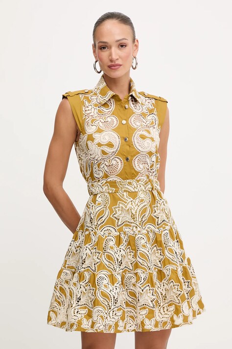 Bavlněné šaty Morgan zelená barva, mini, ROILA