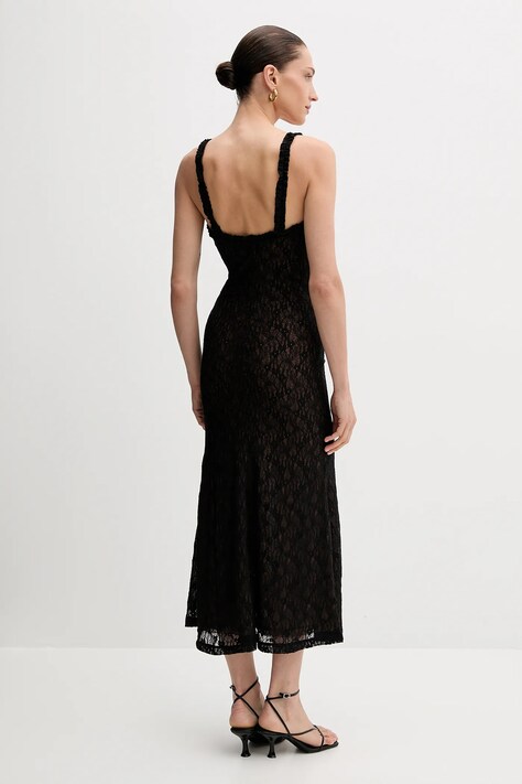Bardot rochie culoarea negru, maxi, evazati, 59964DB