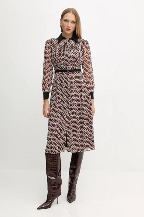 Liu Jo rochie culoarea bordo, midi, evazati, MF5066 TS116