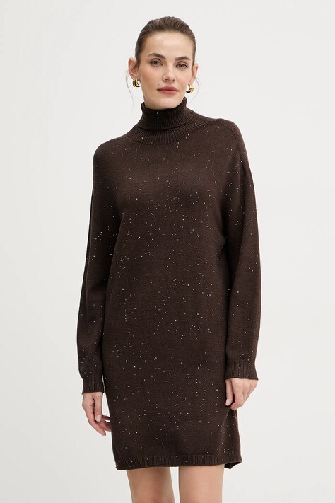 Liu Jo sukienka kolor brązowy mini oversize MF5484 MA27R