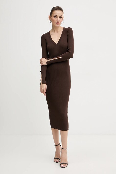 Liu Jo rochie culoarea maro, midi, mulata, MF5036 MS99E