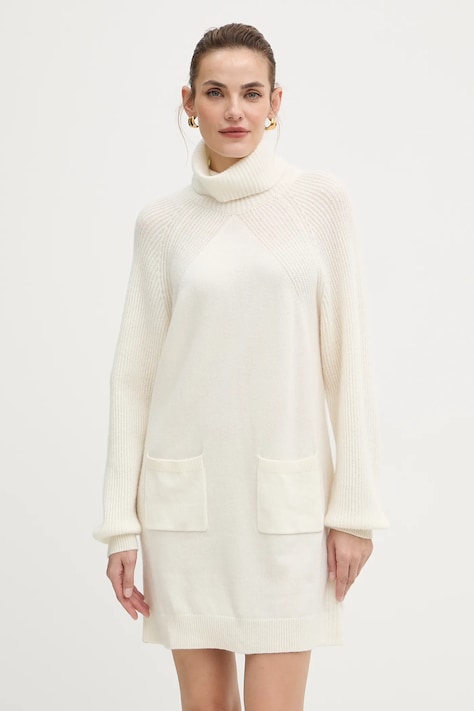 Liu Jo rochie din lână culoarea alb, mini, drept, MF5063 MS009