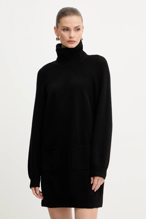 Liu Jo rochie din lână culoarea negru, mini, drept, MF5063 MS009