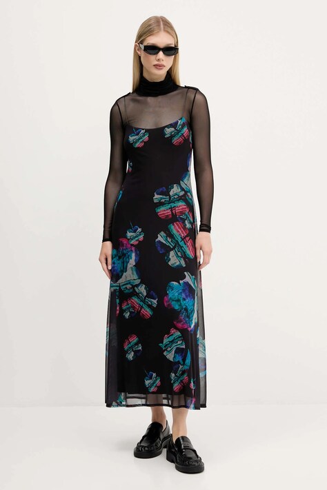 Desigual sukienka WATERCOLOR LACROIX kolor czarny maxi prosta 25WWVK03