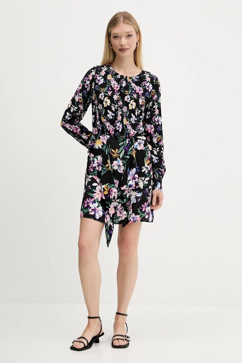 Desigual sukienka FLOR ACRILICA kolor czarny mini rozkloszowana 25WWVW09