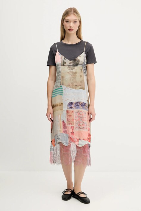Desigual sukienka COLLAGE kolor szary 25WWVW17