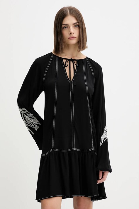 Desigual sukienka SILVIANEGRO kolor czarny mini rozkloszowana 25WWVW19