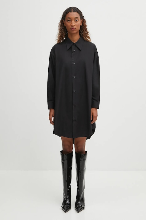 MM6 Maison Margiela Платье-рубашка из хлопка чёрное однотонное S52CT0793.M35480.900