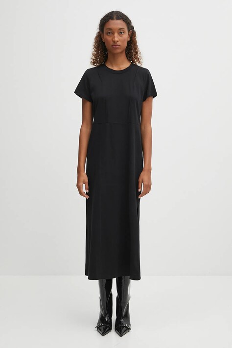 MM6 Maison Margiela rochie din bumbac culoarea negru, midi, evazati, S52DD0068.M20050.900