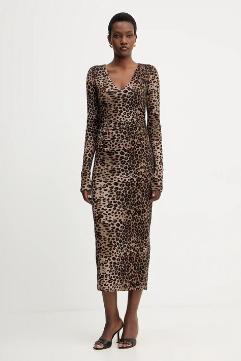 Šaty Marella hnědá barva, maxi, přiléhavé, 2523626064200