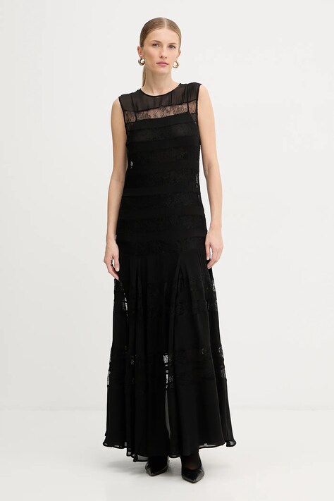 Marella sukienka kolor czarny maxi rozkloszowana 2523226012200