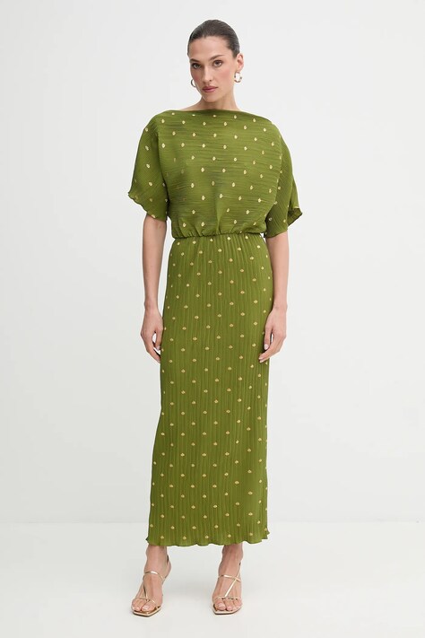 Never Fully Dressed rochie culoarea verde, maxi, evazați, NFDDR2965