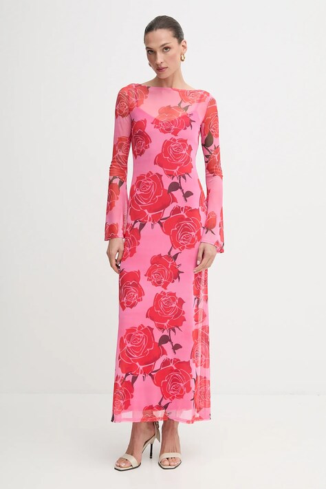 Never Fully Dressed rochie culoarea roz, maxi, mulată, NFDDR2830