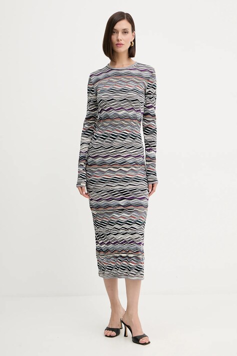 Missoni rochie din lână culoarea alb, maxi, mulata, DS25WG01.BK01C0
