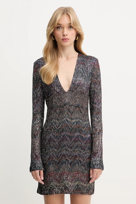 Missoni sukienka kolor srebrny mini dopasowana DS25WG1N.BC005G