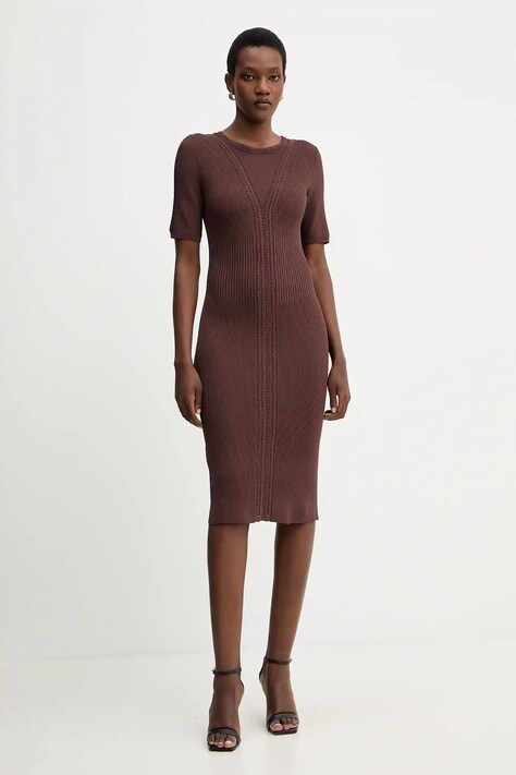 Šaty Herve Leger Alina hnědá barva, mini, přiléhavé, DCR8524107