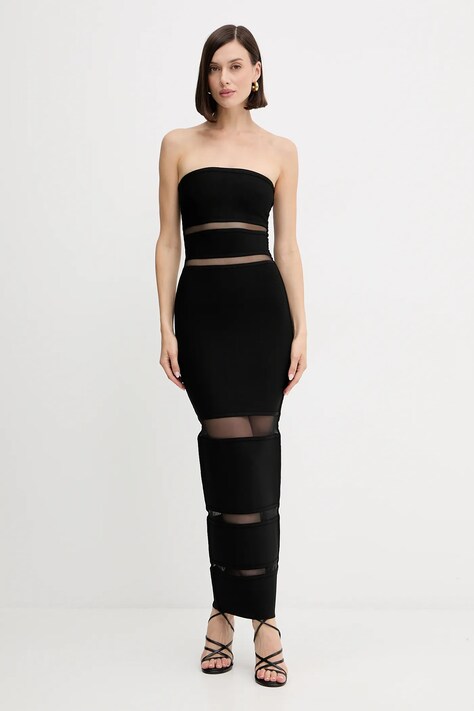 Herve Leger sukienka Vera kolor czarny midi dopasowana HLT8513512