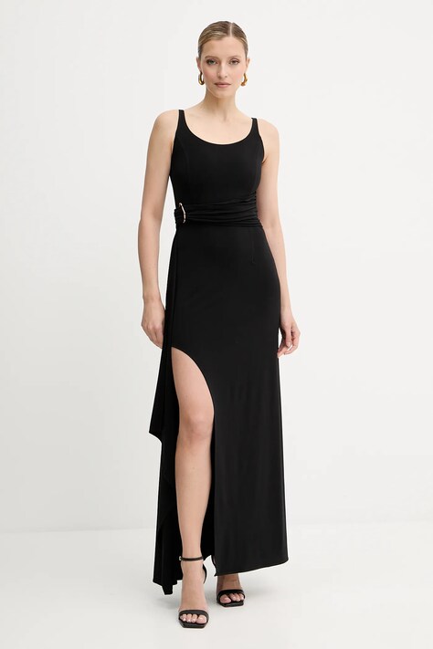 Herve Leger sukienka Mila kolor czarny maxi rozkloszowana RMJ8524949