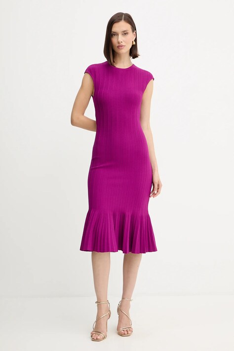 Herve Leger sukienka Bridget kolor fioletowy midi rozkloszowana DGR8535468
