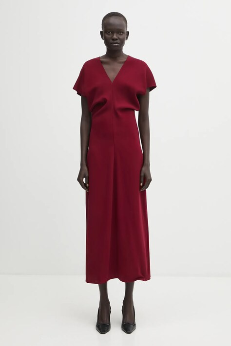 Anine Bing rochie zadig culoarea roșu, midi, evazați, A.02.11688