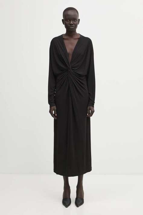 Anine Bing sukienka mathilde kolor czarny maxi dopasowana A.02.3468