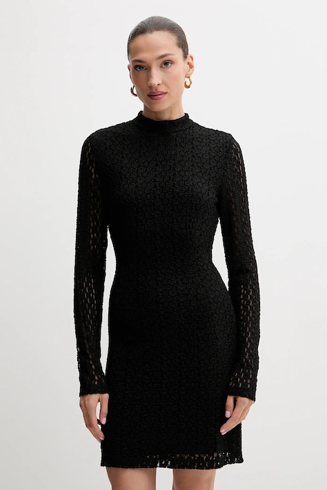 Bardot rochie culoarea negru, mini, evazați, 57152DB1