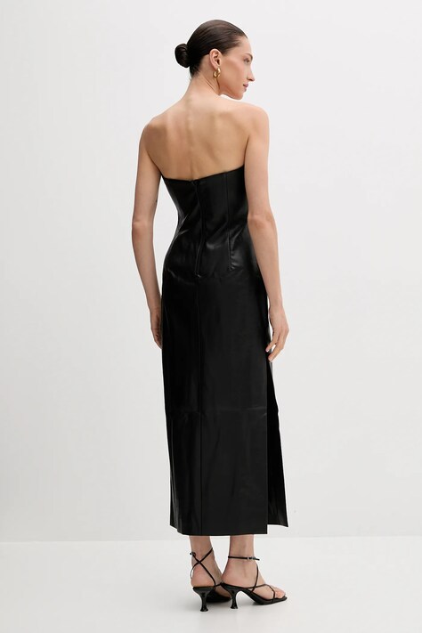 Bardot rochie culoarea negru, midi, drept, 58730DB1