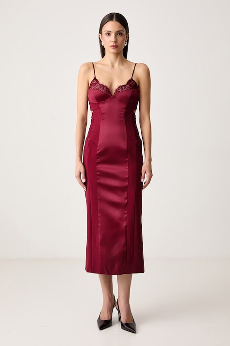 Bardot Spodnicové šaty burgundské hladké 60025DB