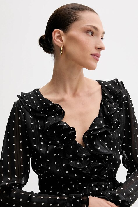 Bardot rochie culoarea negru, mini, evazați, 60115DB