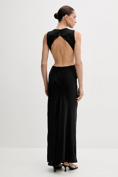 Bardot rochie culoarea negru, maxi, drept, 59915DB