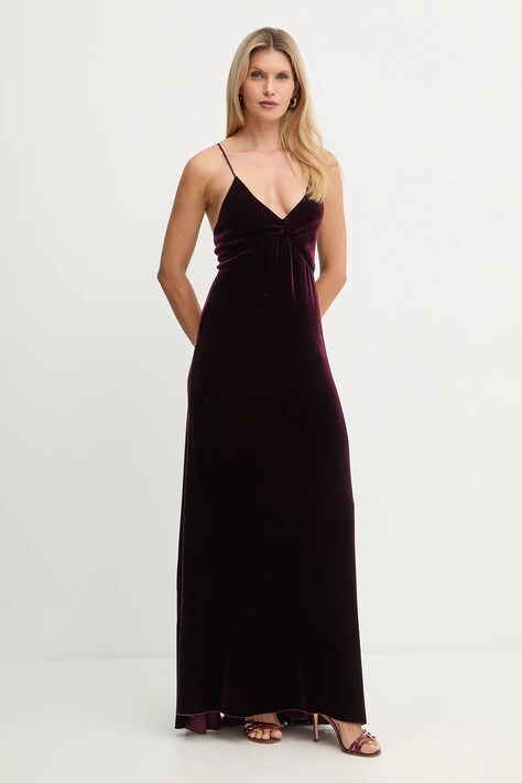 Forte Forte sukienka z dodatkiem jedwabiu kolor bordowy maxi rozkloszowana 14351.mydress