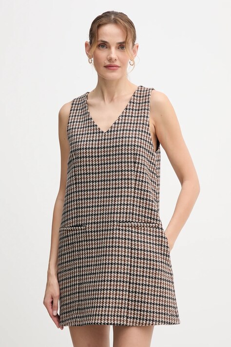 Vlněné šaty Tommy Hilfiger hnědá barva, WW0WW48267
