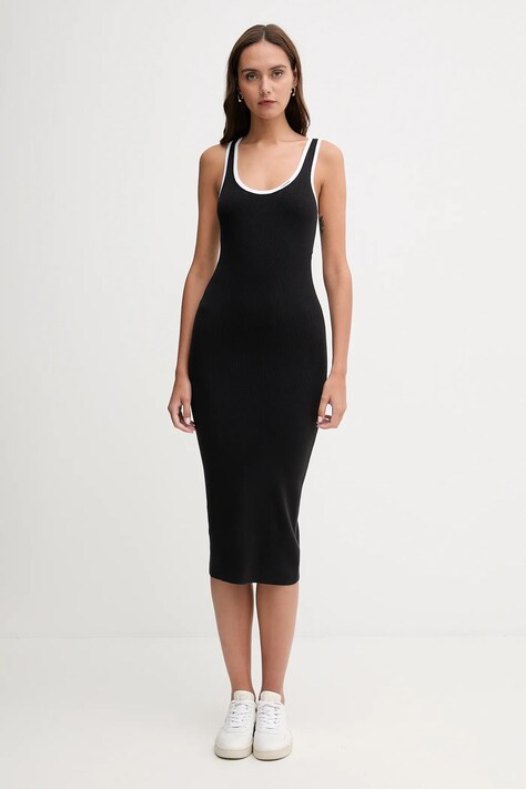 Calvin Klein Jeans rochie culoarea negru, midi, mulată, LV047D301G