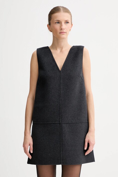 Φόρεμα με προσθήκη μαλλιού Calvin Klein χρώμα: γκρι, LV044D017G