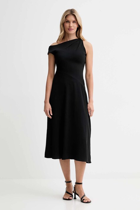Calvin Klein sukienka kolor czarny maxi rozkloszowana LV044D045G