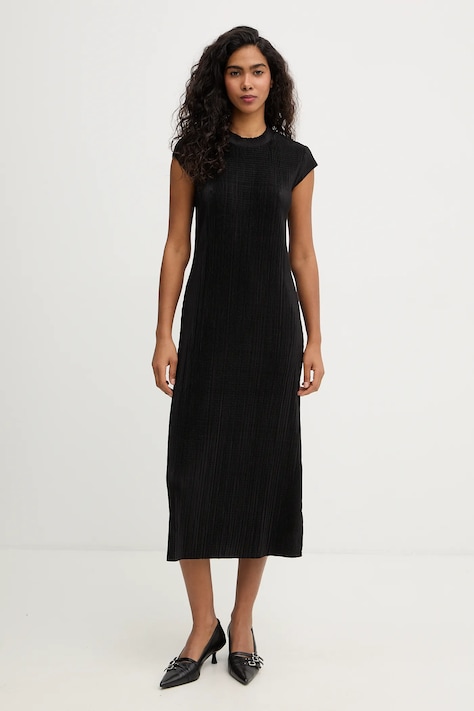 Calvin Klein sukienka kolor czarny midi rozkloszowana LV044E219G