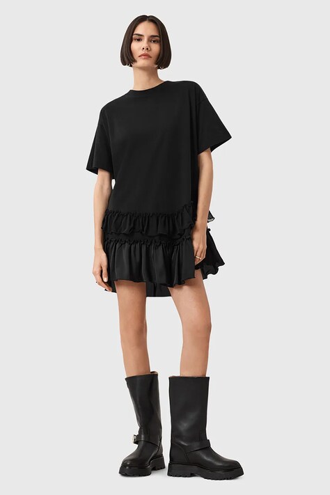 AllSaints sukienka FEYRE kolor czarny mini rozkloszowana W075DD