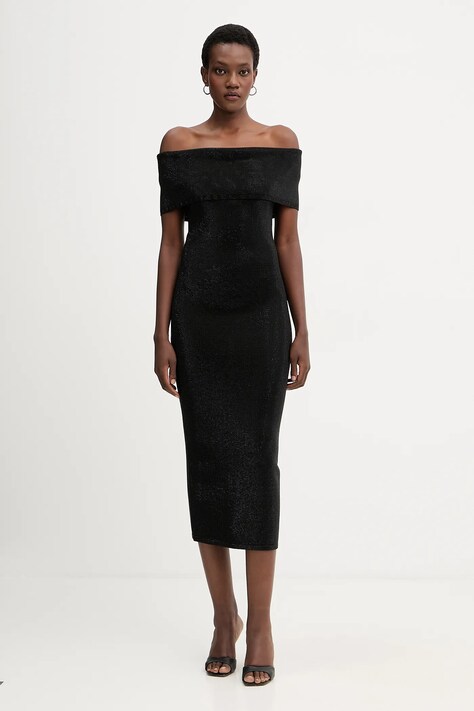 MICHAEL Michael Kors rochie culoarea negru, midi, mulată, MF5836B5ZV