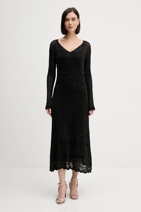 Hoss Intropia sukienka kolor czarny maxi dopasowana 6512541