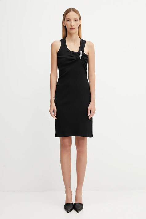 Coperni sukienka bawełniana Washing Clip Rib Dress kolor czarny midi dopasowana COPR192F5033