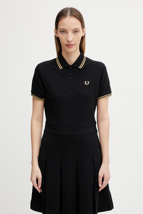 Fred Perry sukienka bawełniana czarna gładka D1177