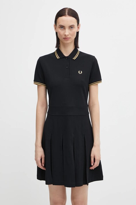 Fred Perry sukienka bawełniana kolor czarny mini rozkloszowana D1177